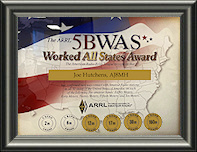 ARRL 5BandWAS Award w/endorsements for 160, 30, 17 and 12 meters...